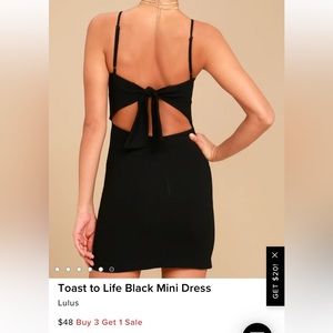 Lulus black mini dress with back tie